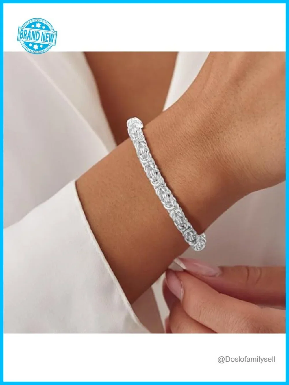 925 Sterling Silver Byzantine Bracelet Link Bracelet Handmade Jewelry for Women